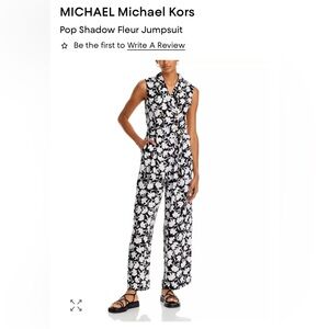 MICHAEL Michael Kors Black & White Floral Sleeveless Jumpsuit